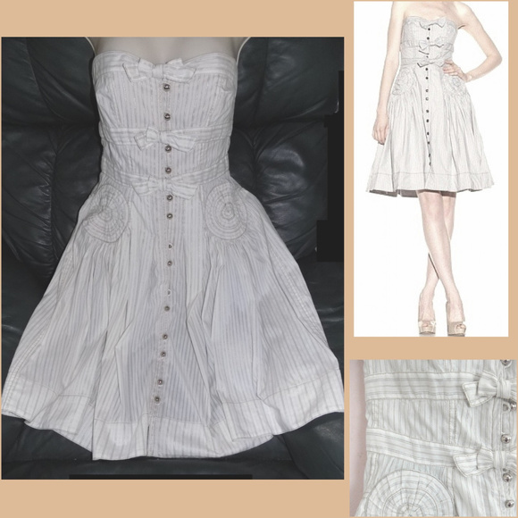 Byron Lars Strapless Dress in Cream and Gray - Picture 1 of 7